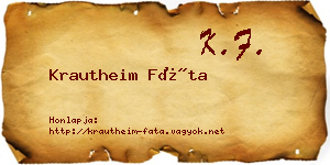 Krautheim Fáta névjegykártya